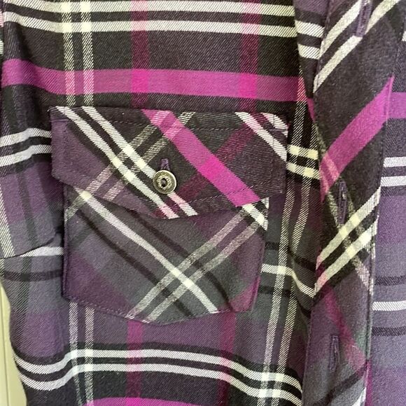 KUHL women’s purple and black plaid flannel long sleeve shirt size Small - Picture 6 of 16